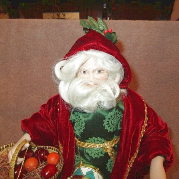 1992 Vtg Lenox Santa Doll Father Christmas Porcelain Velvet Accessories 18" Box - Picture 4 of 12
